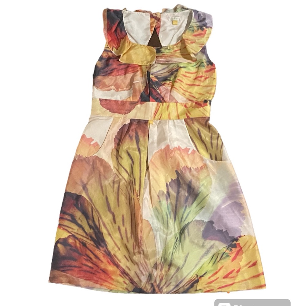 Anthropologie Leifsdottir "Spotted Silk Dress" 100% silk size 6 pastel dainty - Picture 2 of 5